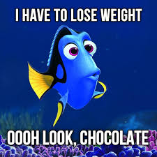 Dory meme about diet and chocolate